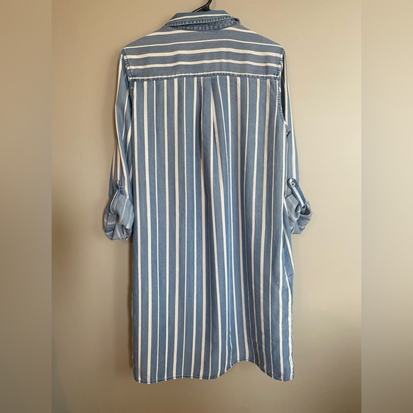 Velvet Heart chambray tunic shirt dress striped pattern adjustable long sleeves - Picture 8 of 11